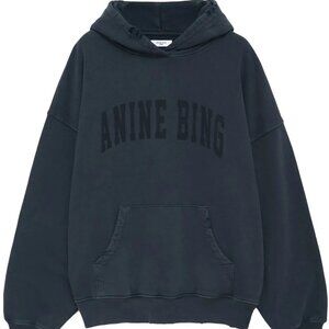 ANINE BING Harvey logo-print cotton hoodie XL